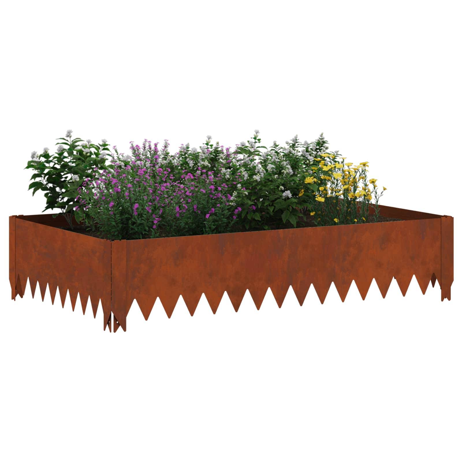 vidaXL Raseneinfassung 4 pcs 100 x 60 x 20 cm Stahl Rostig