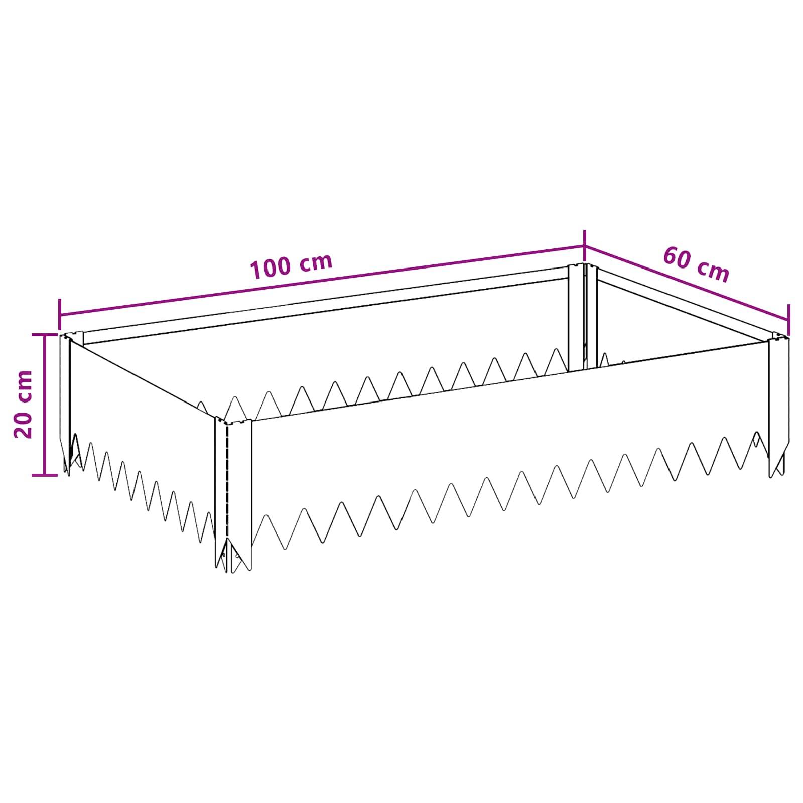 vidaXL Raseneinfassung 4 pcs 100 x 60 x 20 cm Stahl Rostig