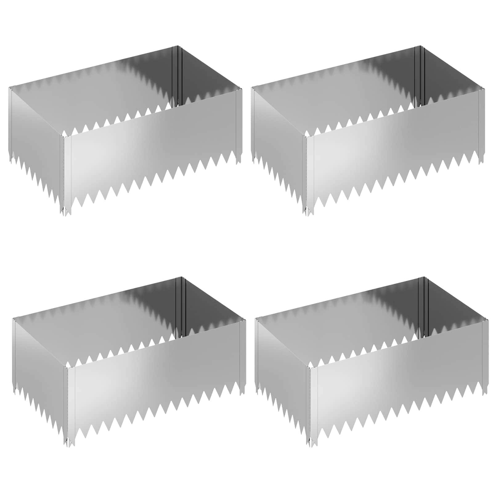 vidaXL Raseneinfassung 4 pcs 100 x 60 x 35 cm Stahl Silber