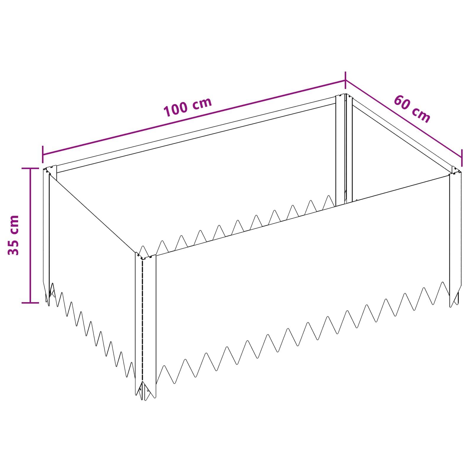 vidaXL Raseneinfassung 4 pcs 100 x 60 x 35 cm Stahl Silber