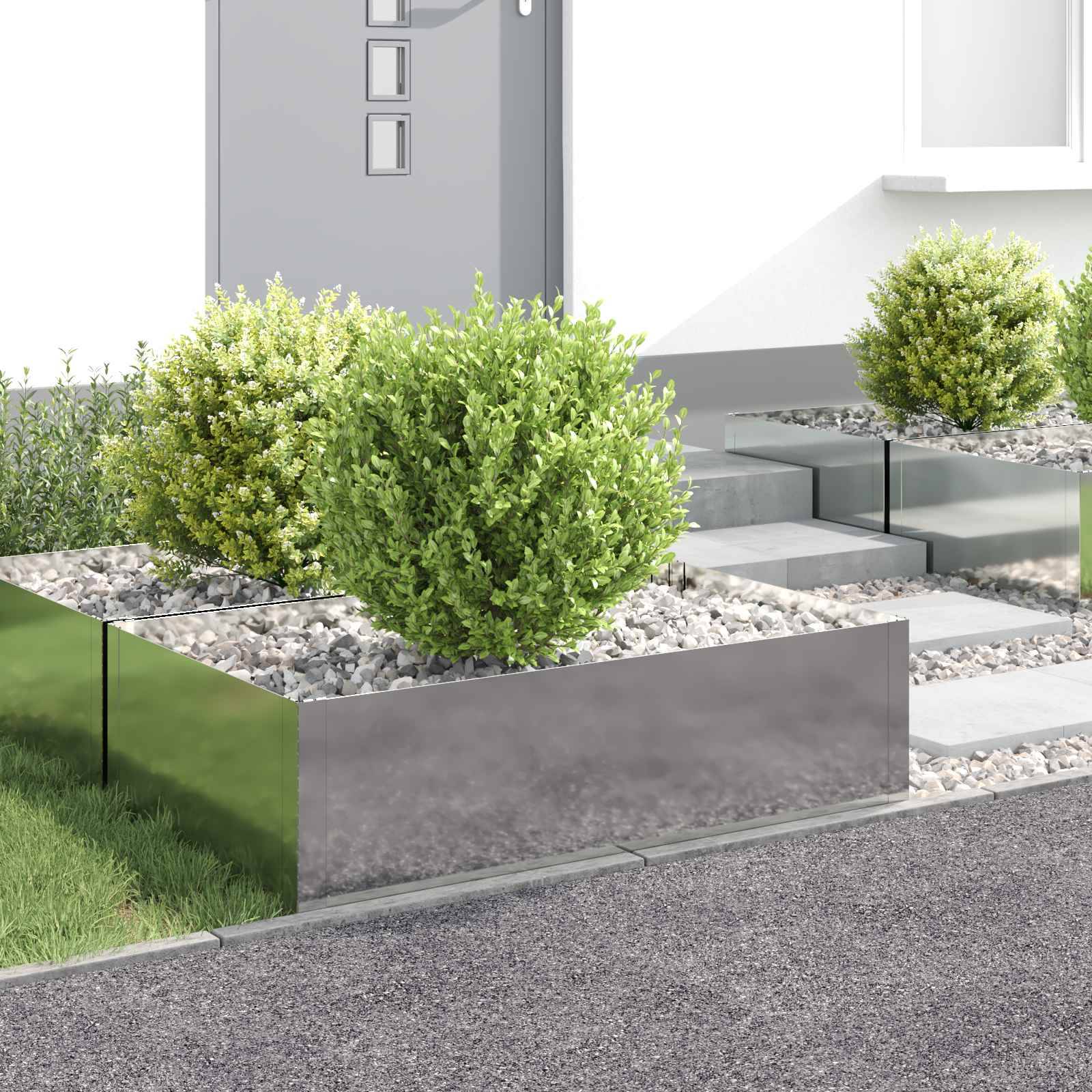 vidaXL Raseneinfassung 4 pcs 100 x 60 x 35 cm Stahl Silber