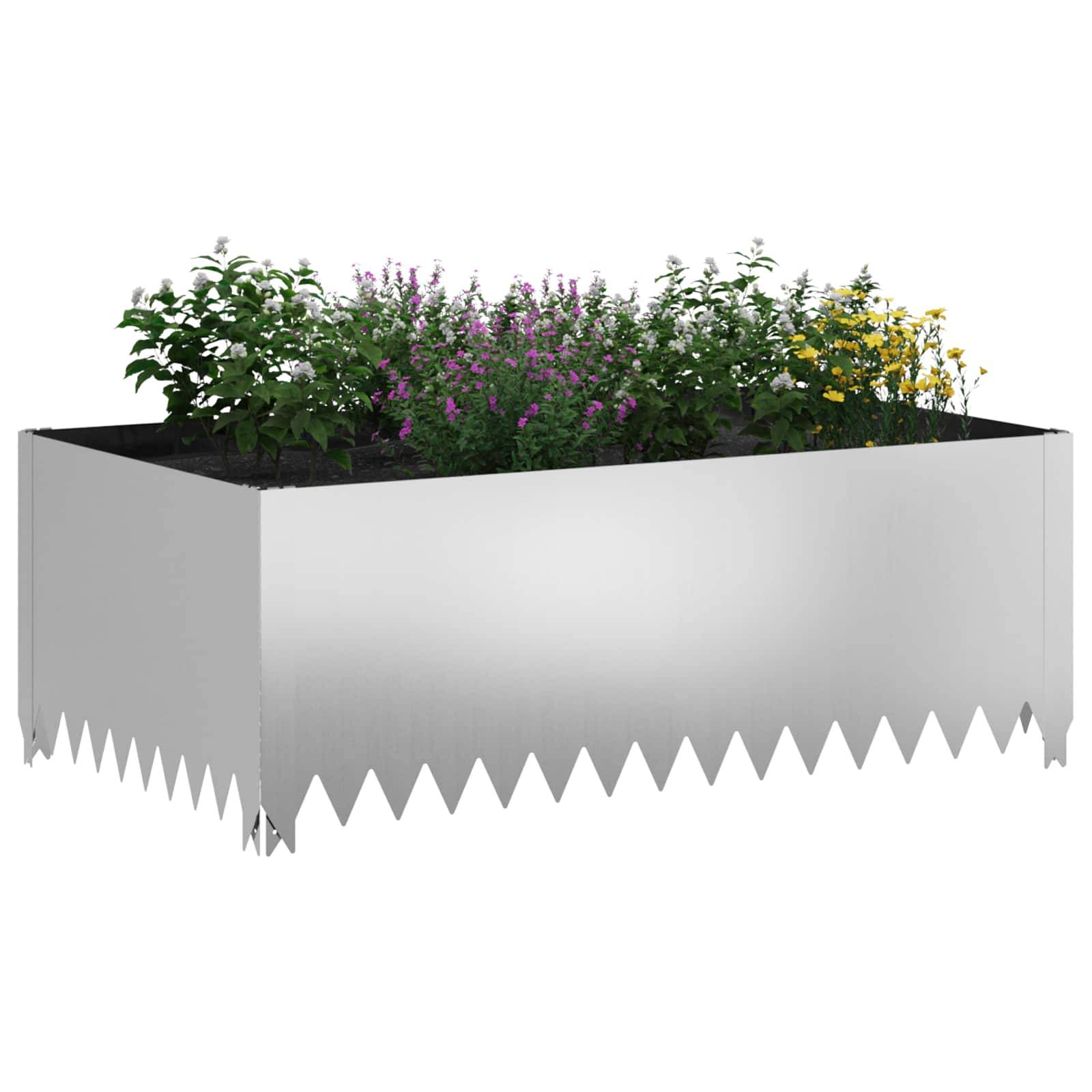 vidaXL Raseneinfassung 4 pcs 100 x 60 x 35 cm Stahl Silber