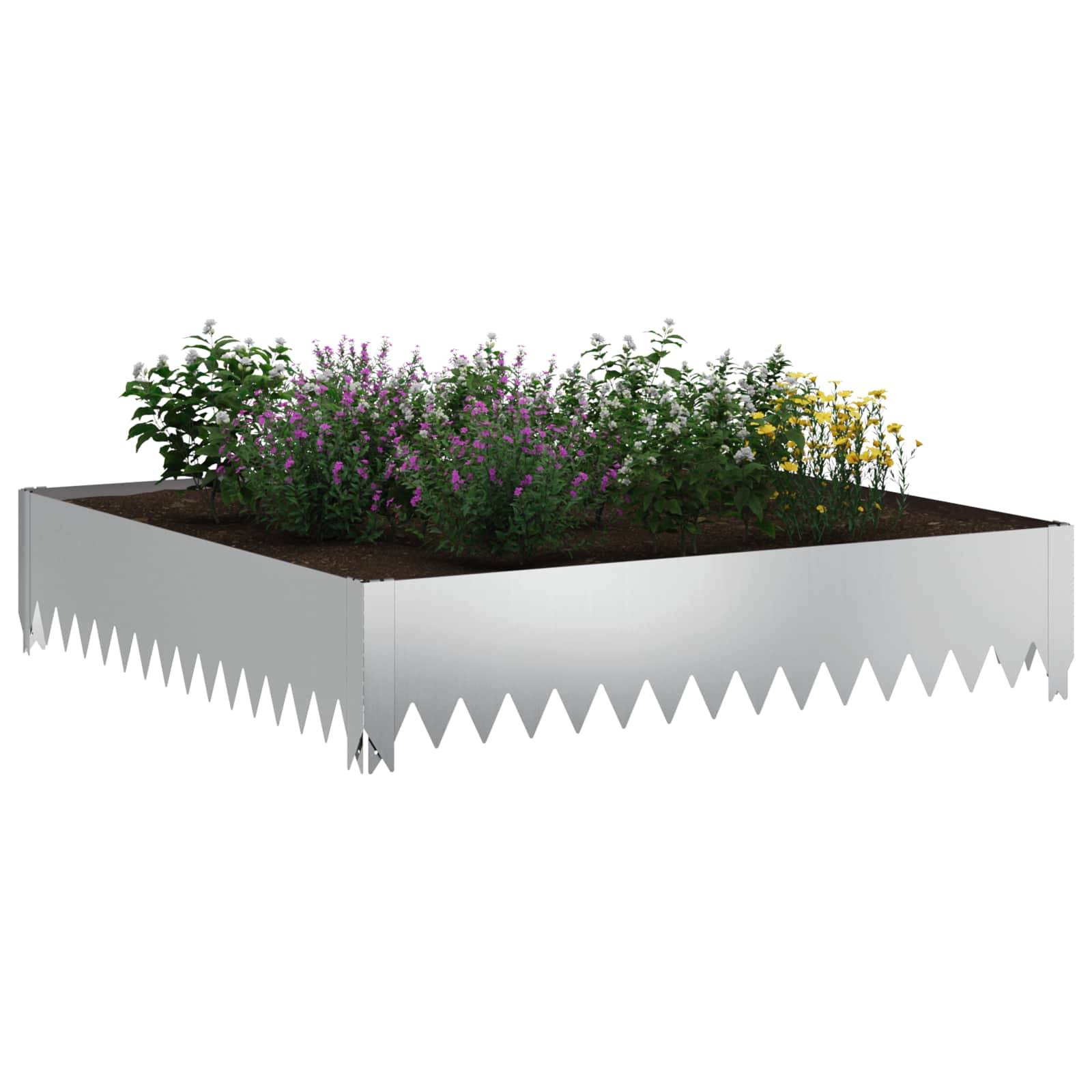 vidaXL Raseneinfassung 100 x 100 x 20 cm Stahl Silber