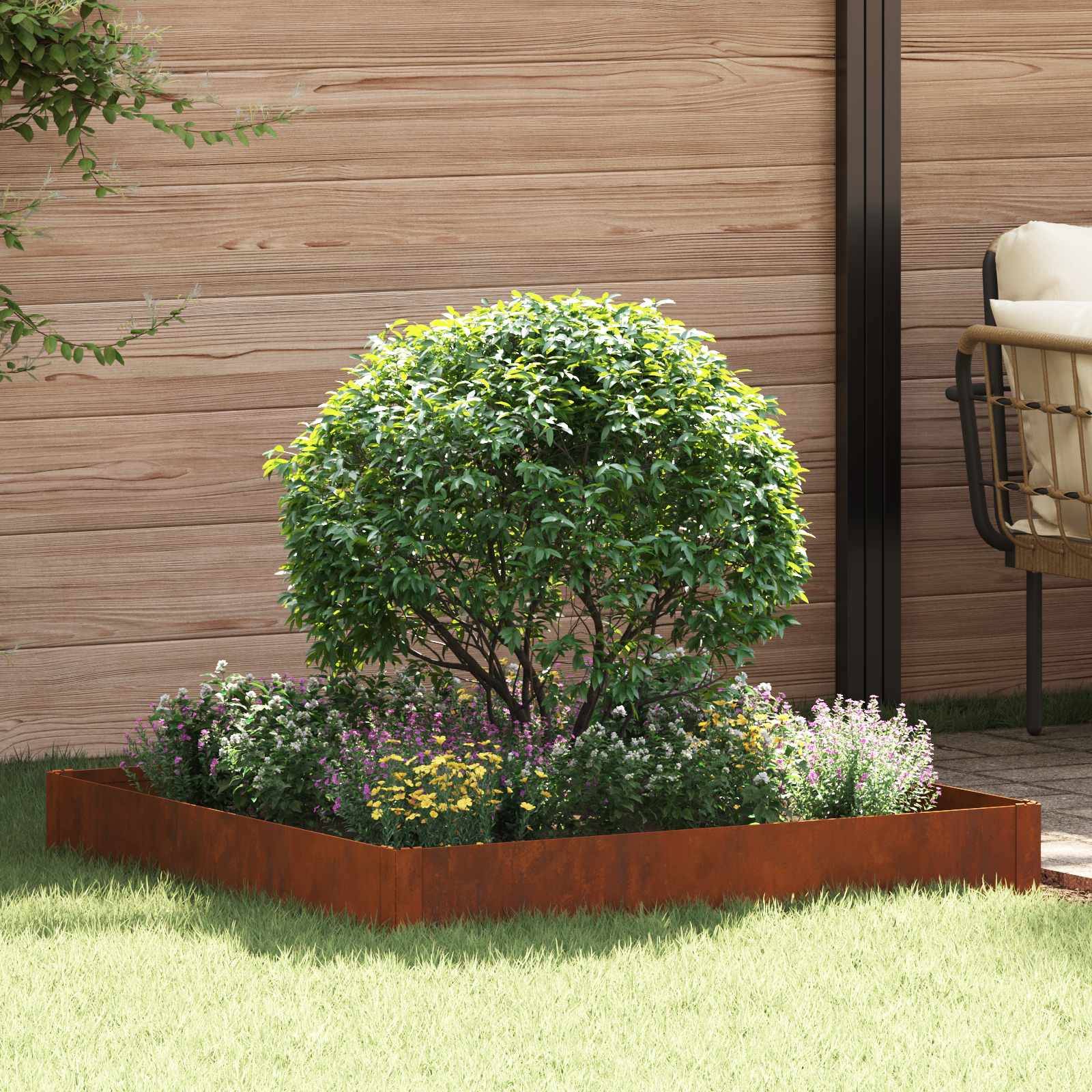 vidaXL Raseneinfassung 100 x 100 x 20 cm Stahl Rostig