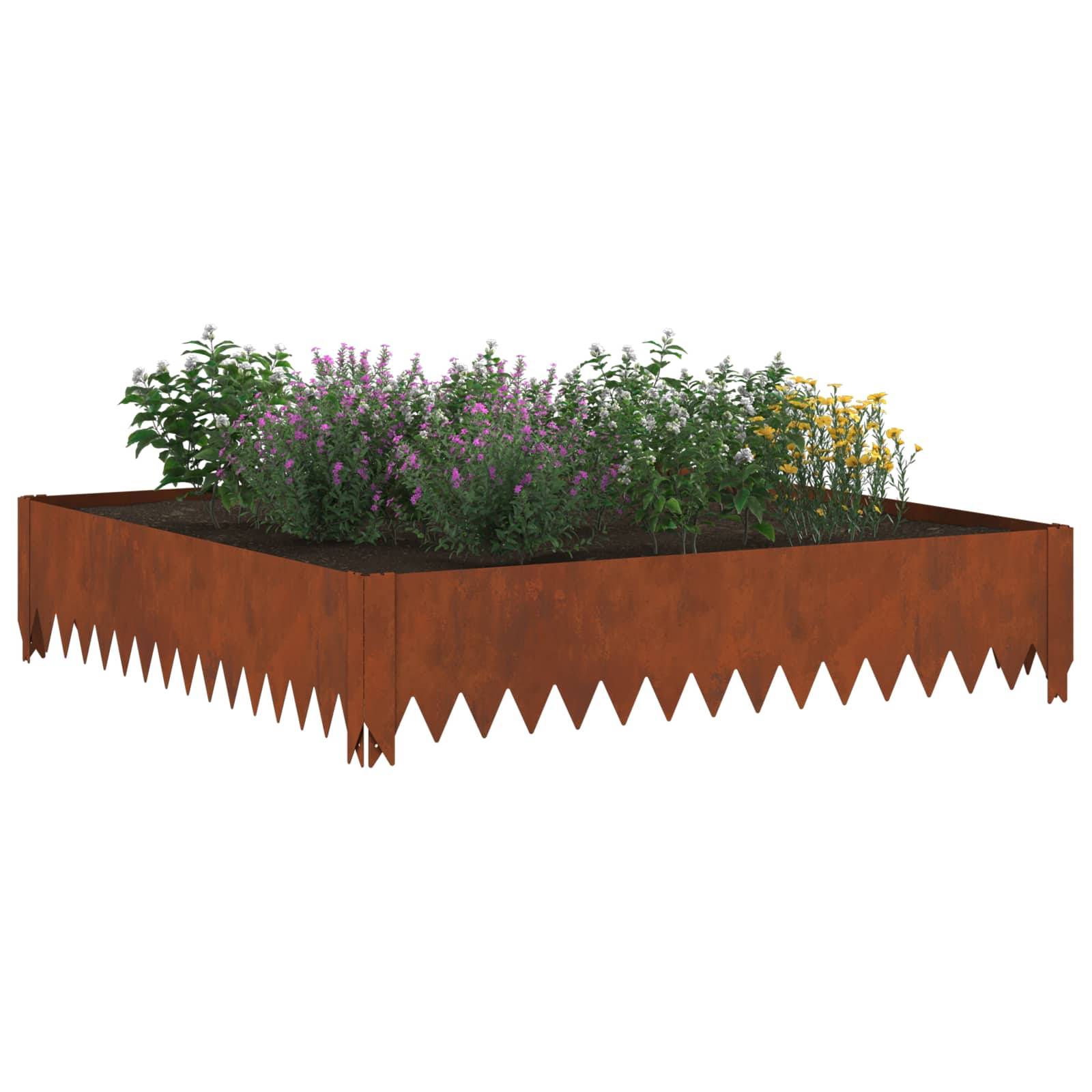 vidaXL Raseneinfassung 100 x 100 x 20 cm Stahl Rostig