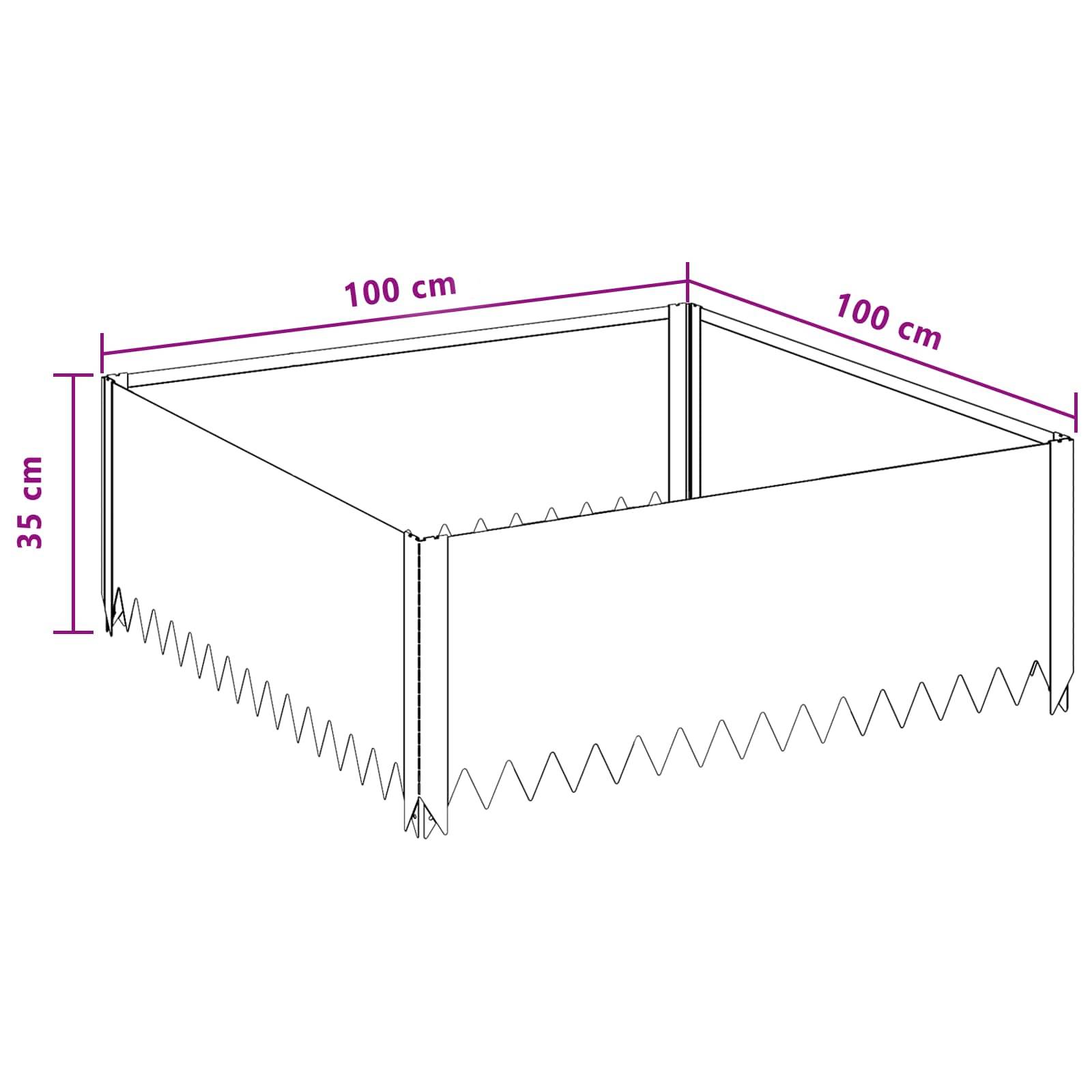 vidaXL Raseneinfassung 4 Stk. 100 x 100 x 35 cm Stahl Anthrazit