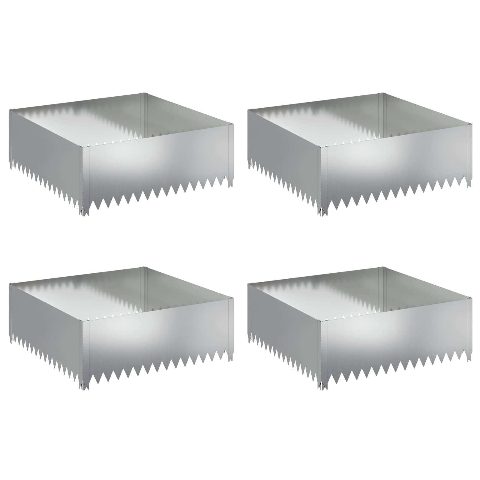 vidaXL Raseneinfassung 4 pcs 100 x 100 x 35 cm Stahl Silber