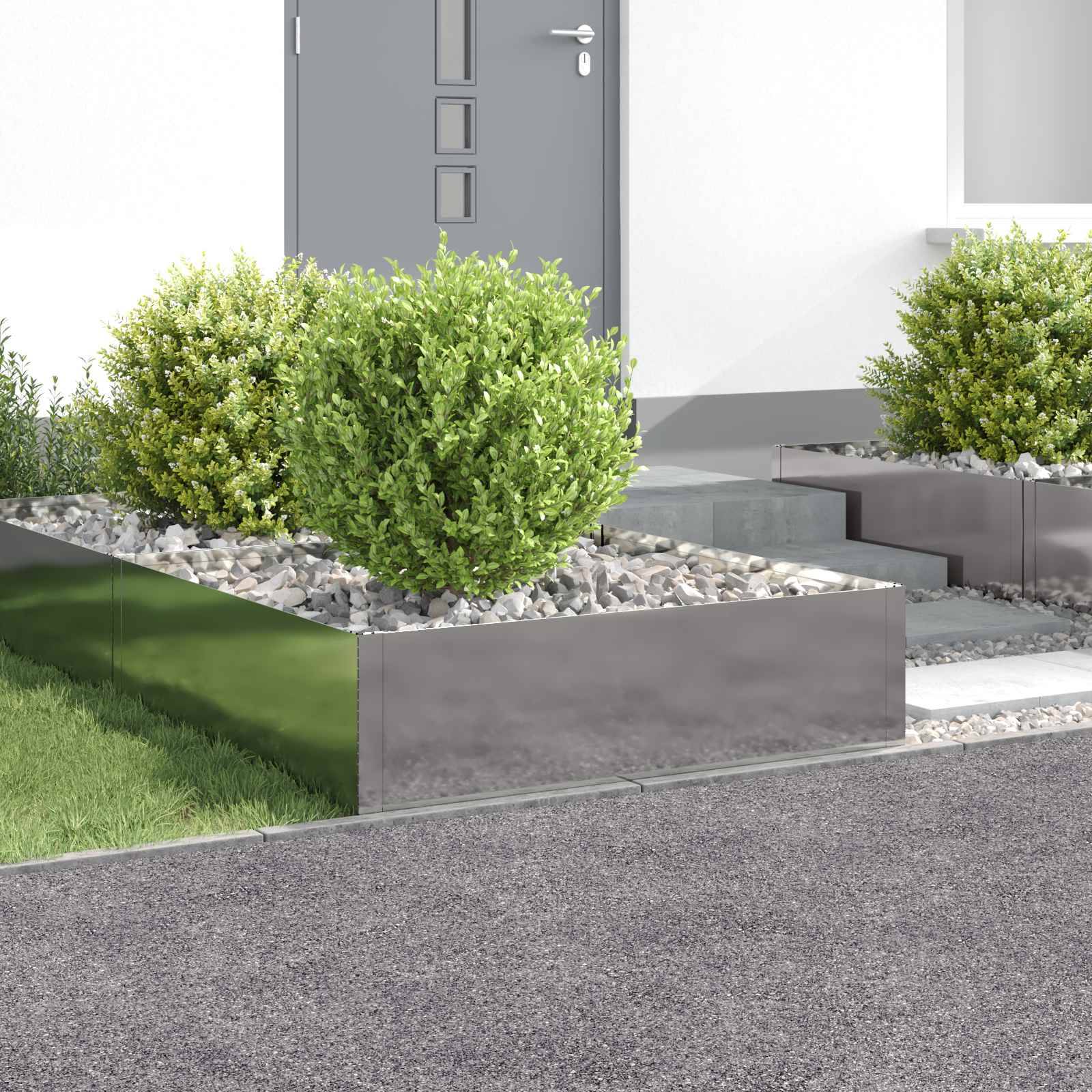 vidaXL Raseneinfassung 4 pcs 100 x 100 x 35 cm Stahl Silber