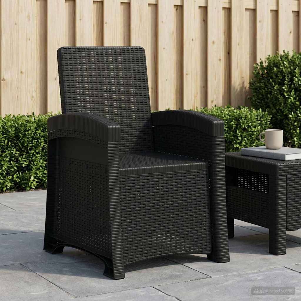 vidaXL Liegesessel Garten Rattan-Optik Anthrazit PP