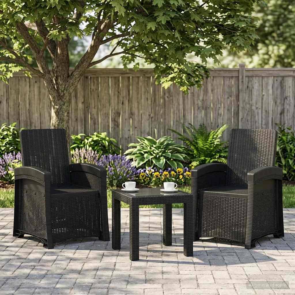 vidaXL Liegesessel Garten Rattan-Optik 2 pcs Anthrazit PP