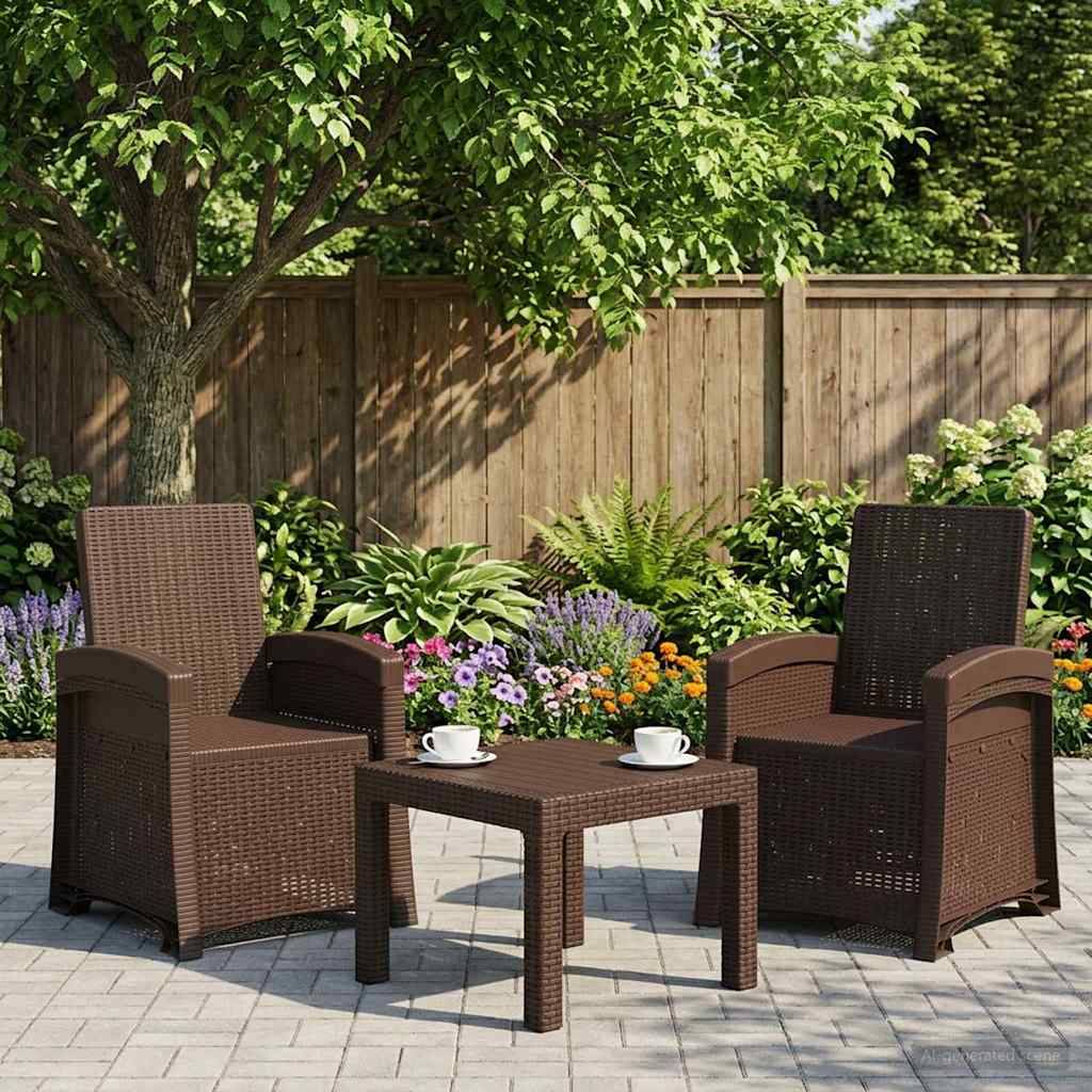 vidaXL Liegesessel Garten Rattan-Optik 2 pcs Braun PP