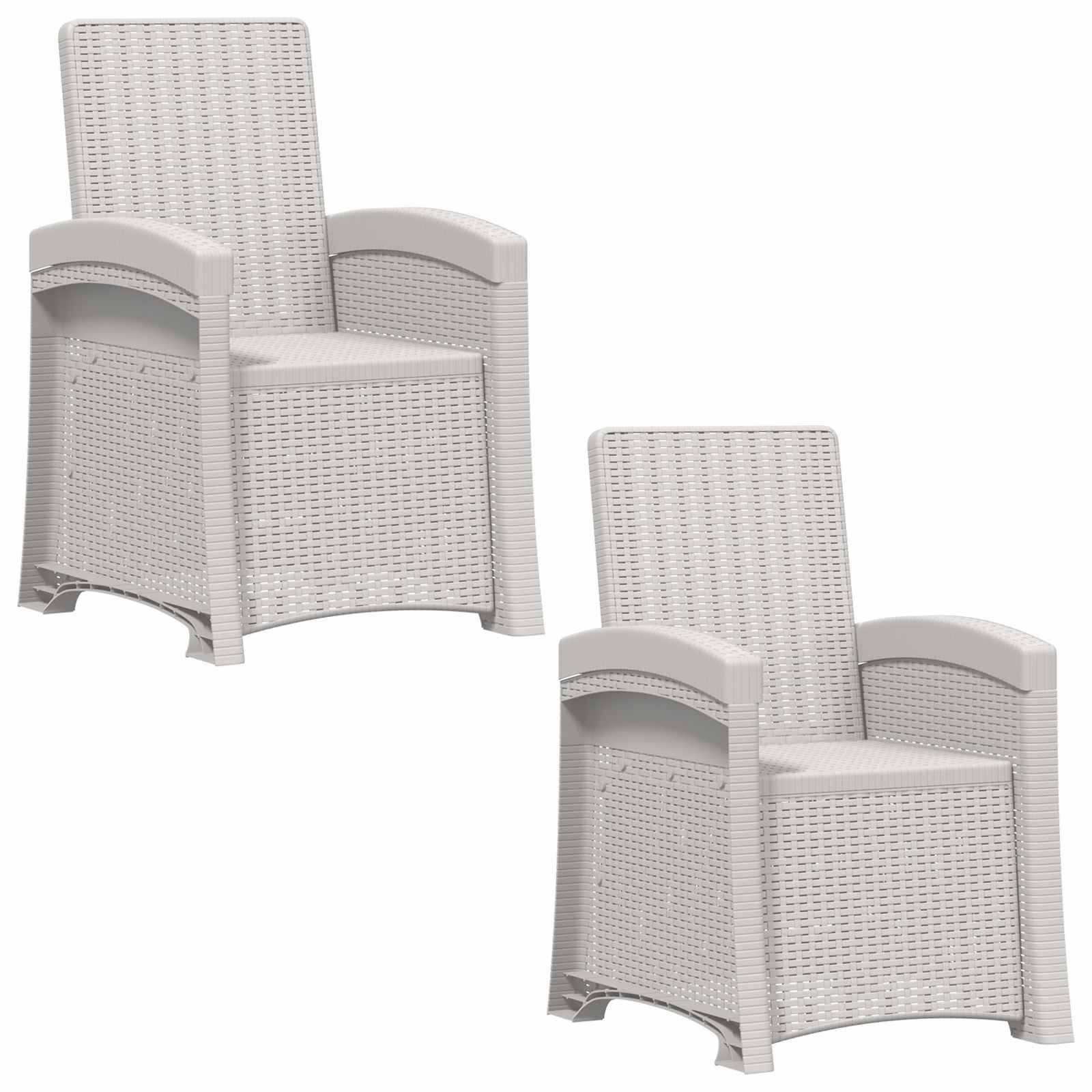 vidaXL Liegesessel Garten Rattan-Optik 2 pcs Weiß PP