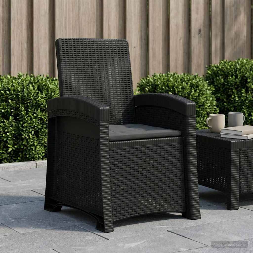 vidaXL Liegesessel Garten Rattan-Optik Anthrazit PP
