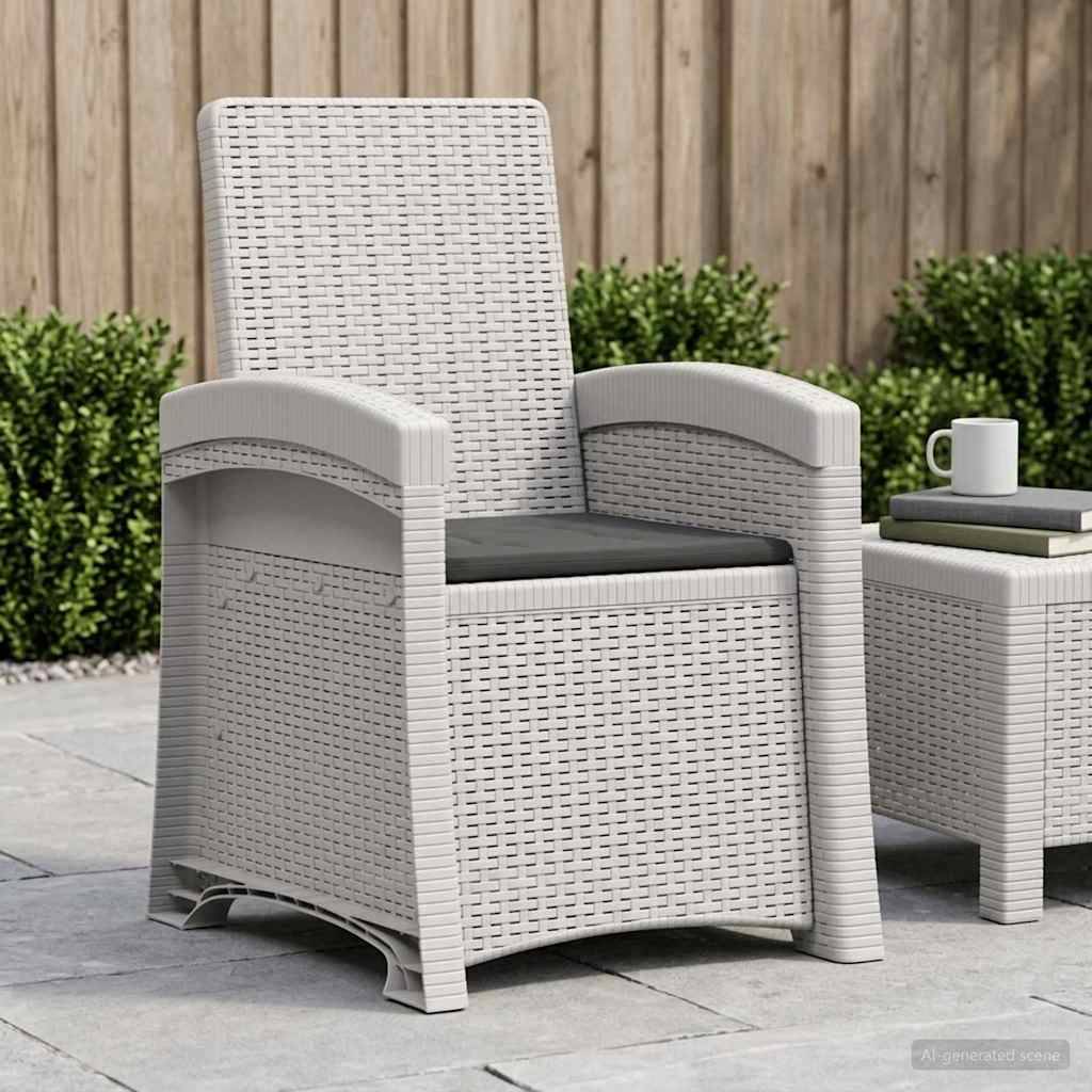 vidaXL Liegesessel Garten Rattan-Optik Weiß und Anthrazit PP