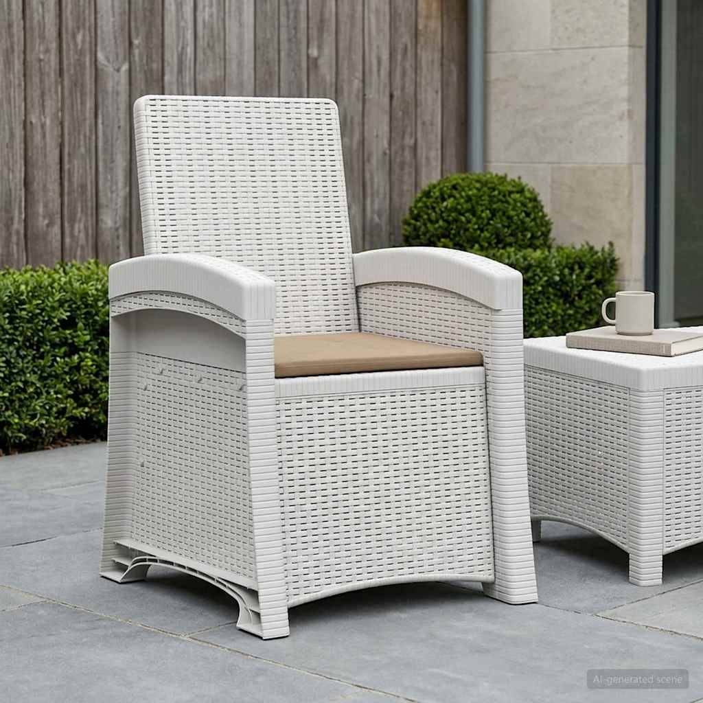 vidaXL Liegesessel Garten Rattan-Optik Weiß und Taupe PP