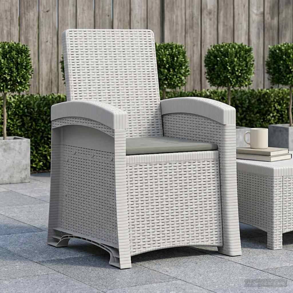 vidaXL Liegesessel Garten Rattan-Optik Weiß und Hellgrau PP