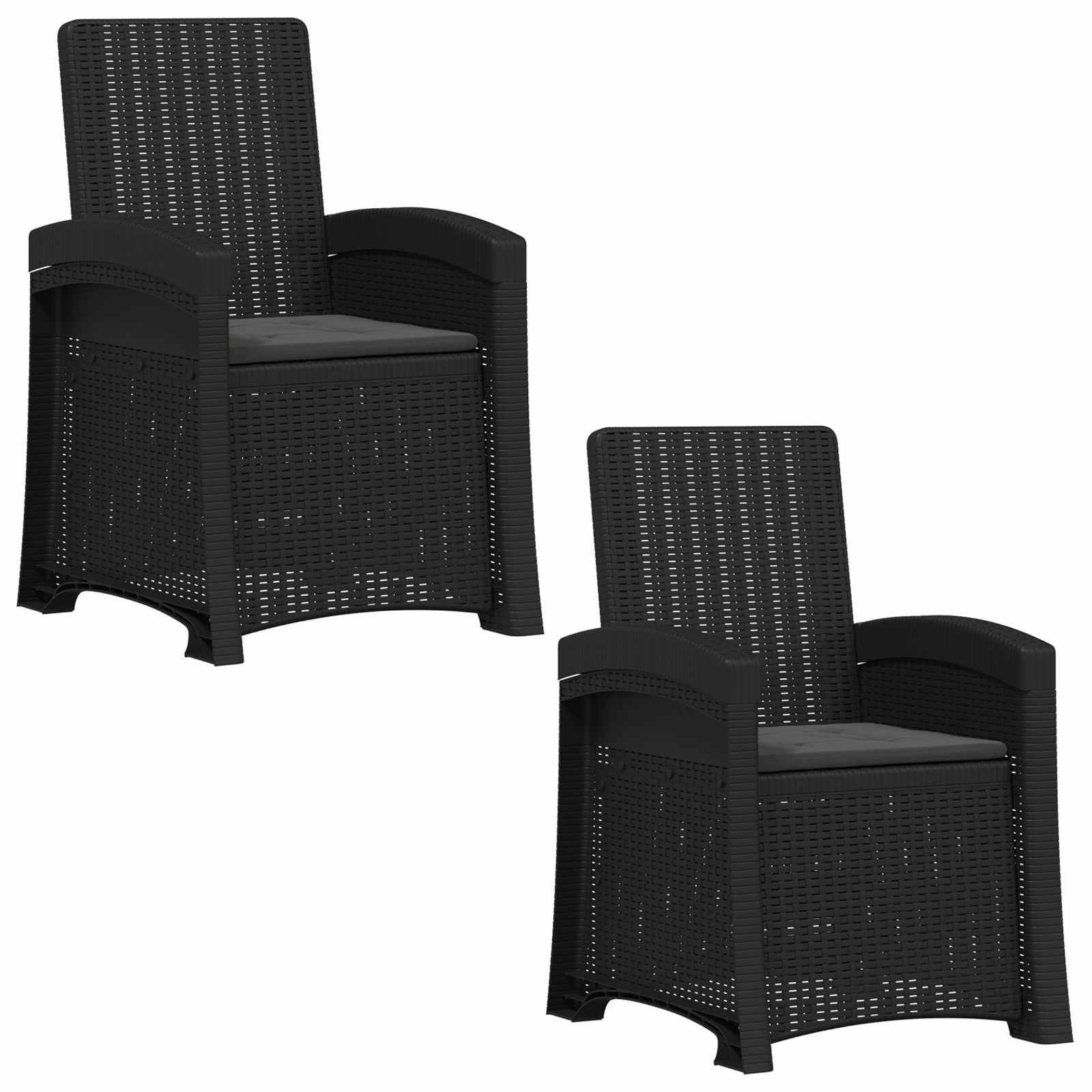 vidaXL Liegesessel Garten Rattan-Optik 2 pcs Anthrazit PP