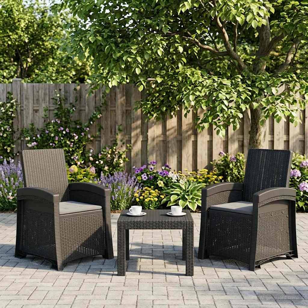 vidaXL Liegesessel Garten Rattan-Optik 2 pcs Anthrazit PP