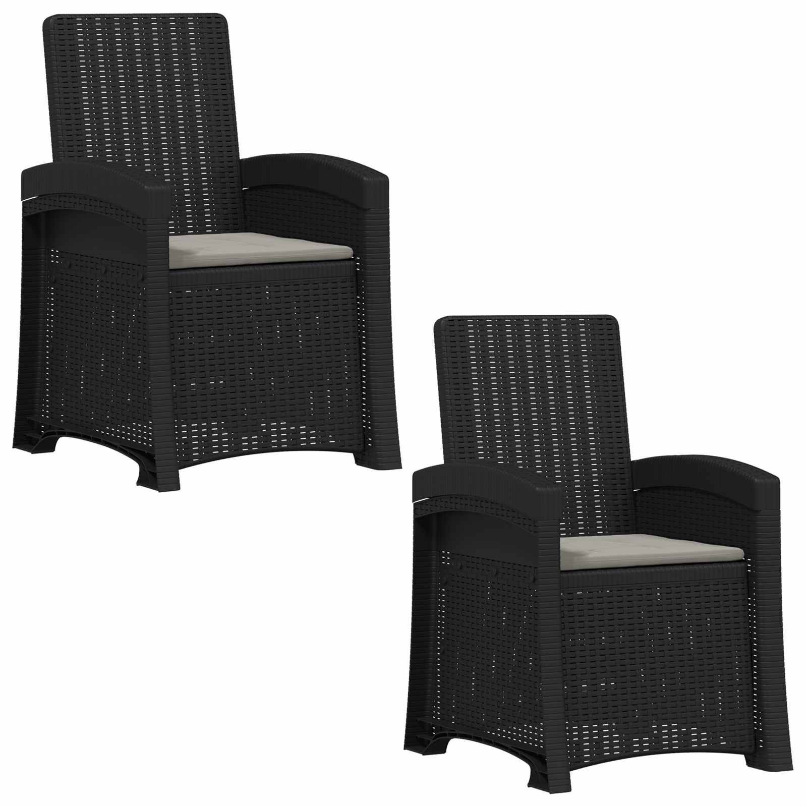 vidaXL Liegesessel Garten Rattan-Optik 2 pcs Anthrazit und Hellgrau PP