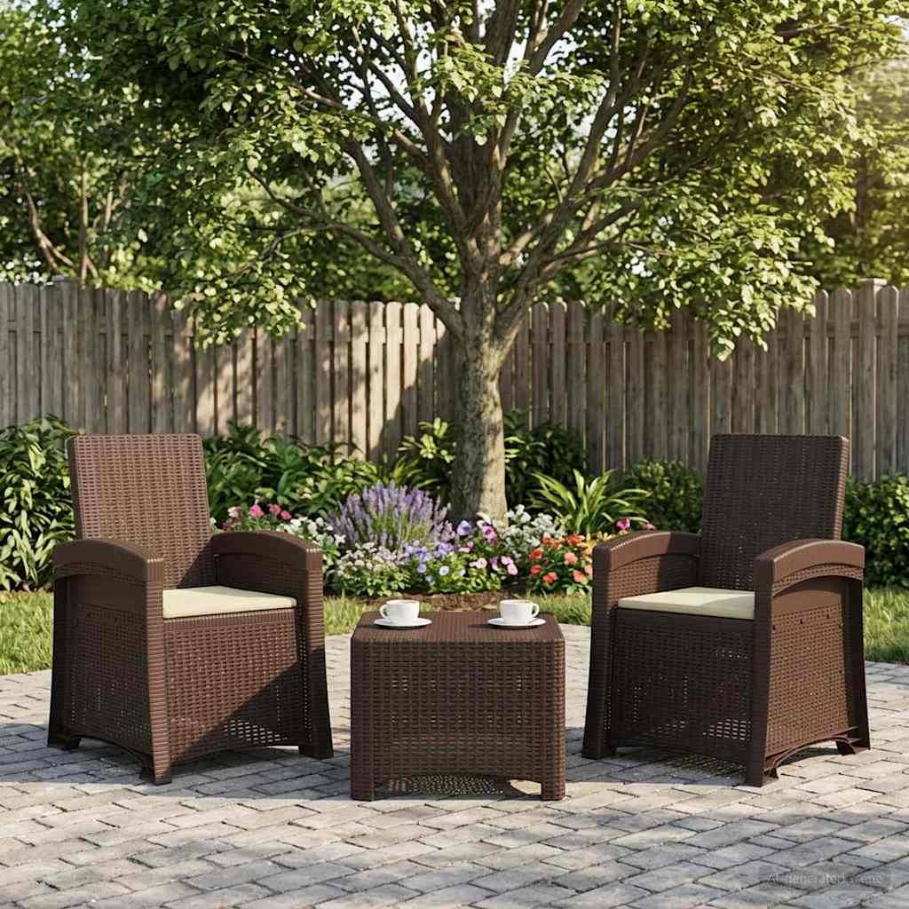 vidaXL Liegesessel Garten Rattan-Optik 2 pcs Braun und Creme PP