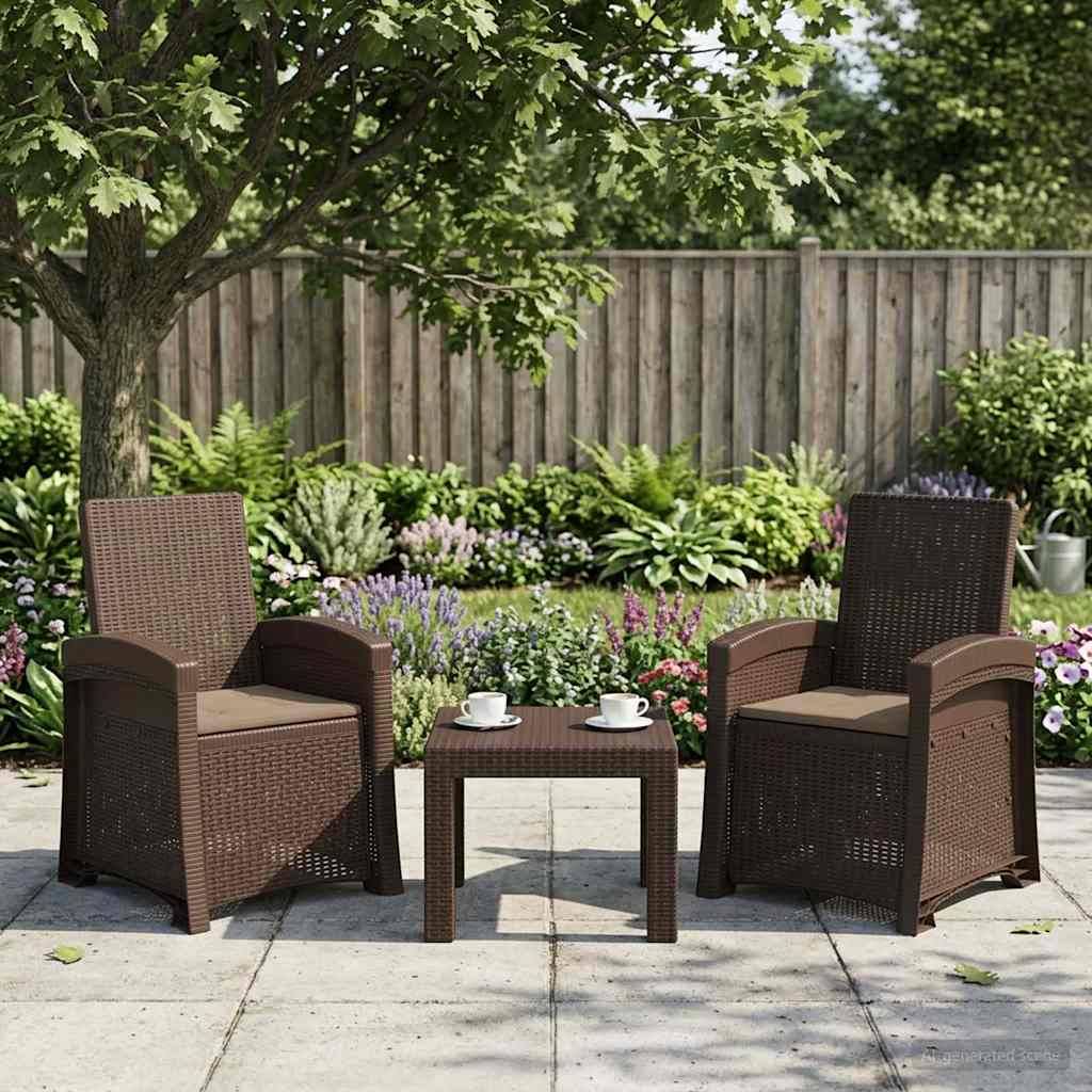 vidaXL Liegesessel Garten Rattan-Optik 2 pcs Braun und Taupe PP