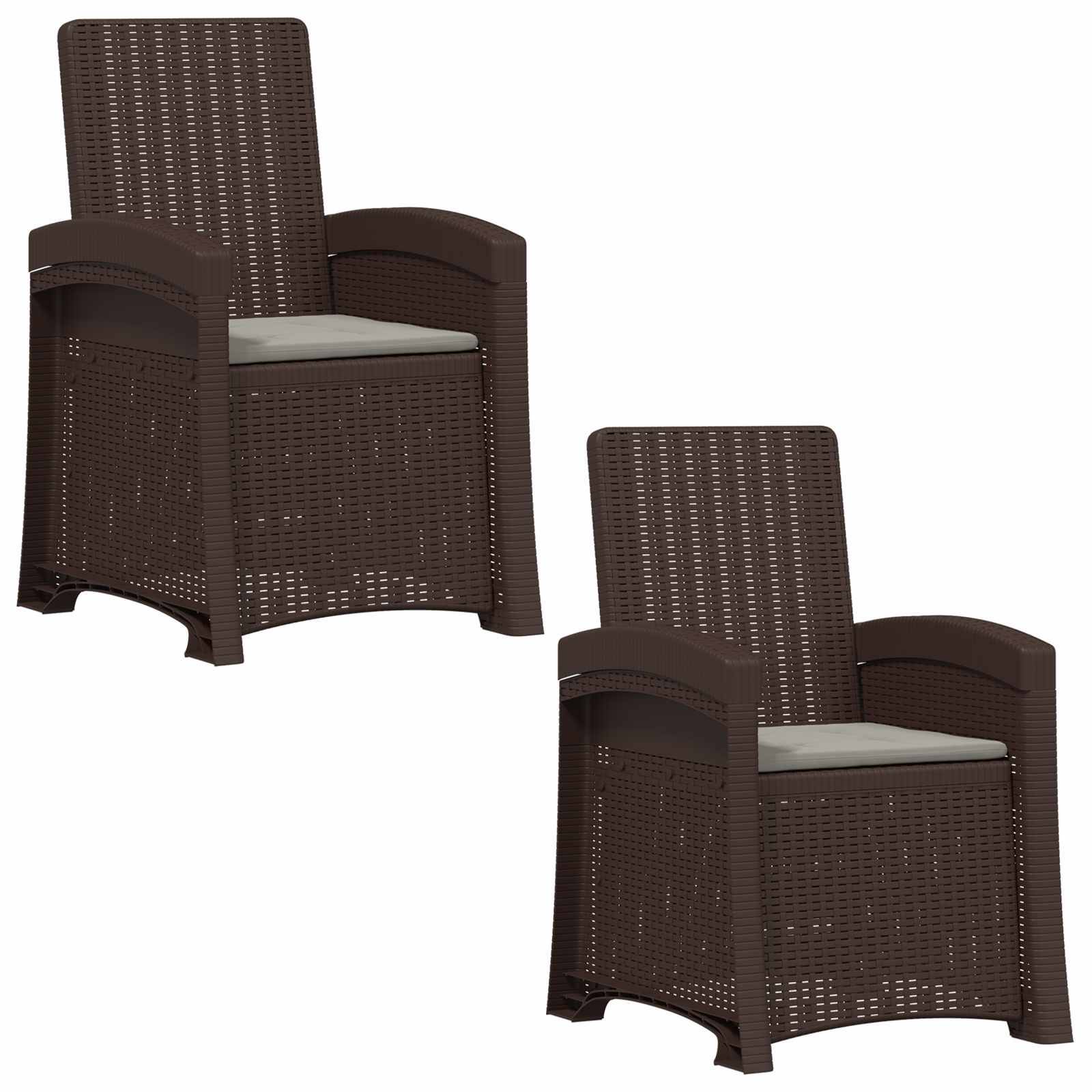 vidaXL Liegesessel Garten Rattan-Optik 2 pcs Braun und Hellgrau PP