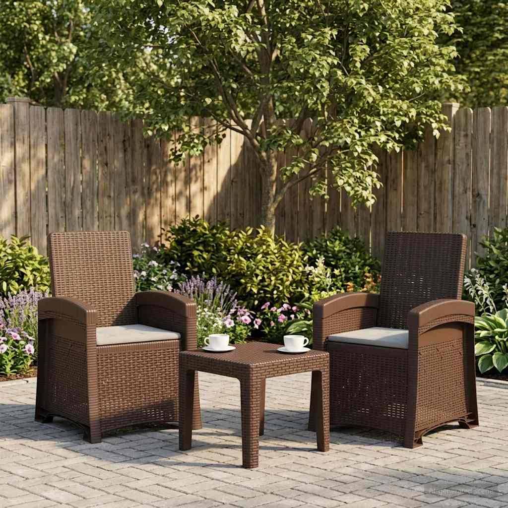 vidaXL Liegesessel Garten Rattan-Optik 2 pcs Braun und Hellgrau PP
