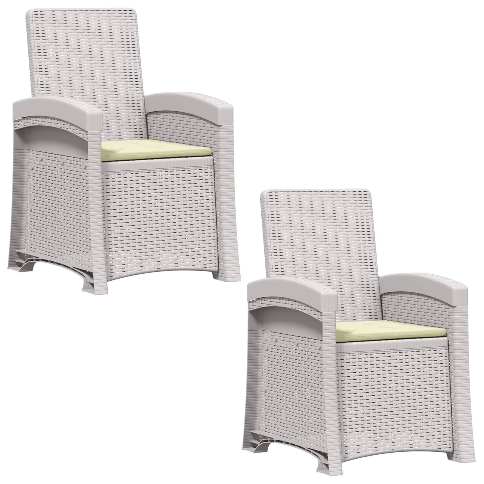 vidaXL Liegesessel Garten Rattan-Optik 2 pcs Weiß und Creme PP