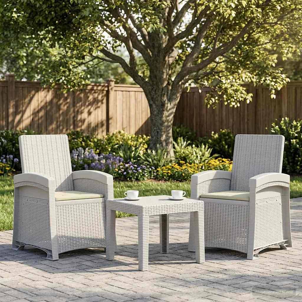 vidaXL Liegesessel Garten Rattan-Optik 2 pcs Weiß und Creme PP