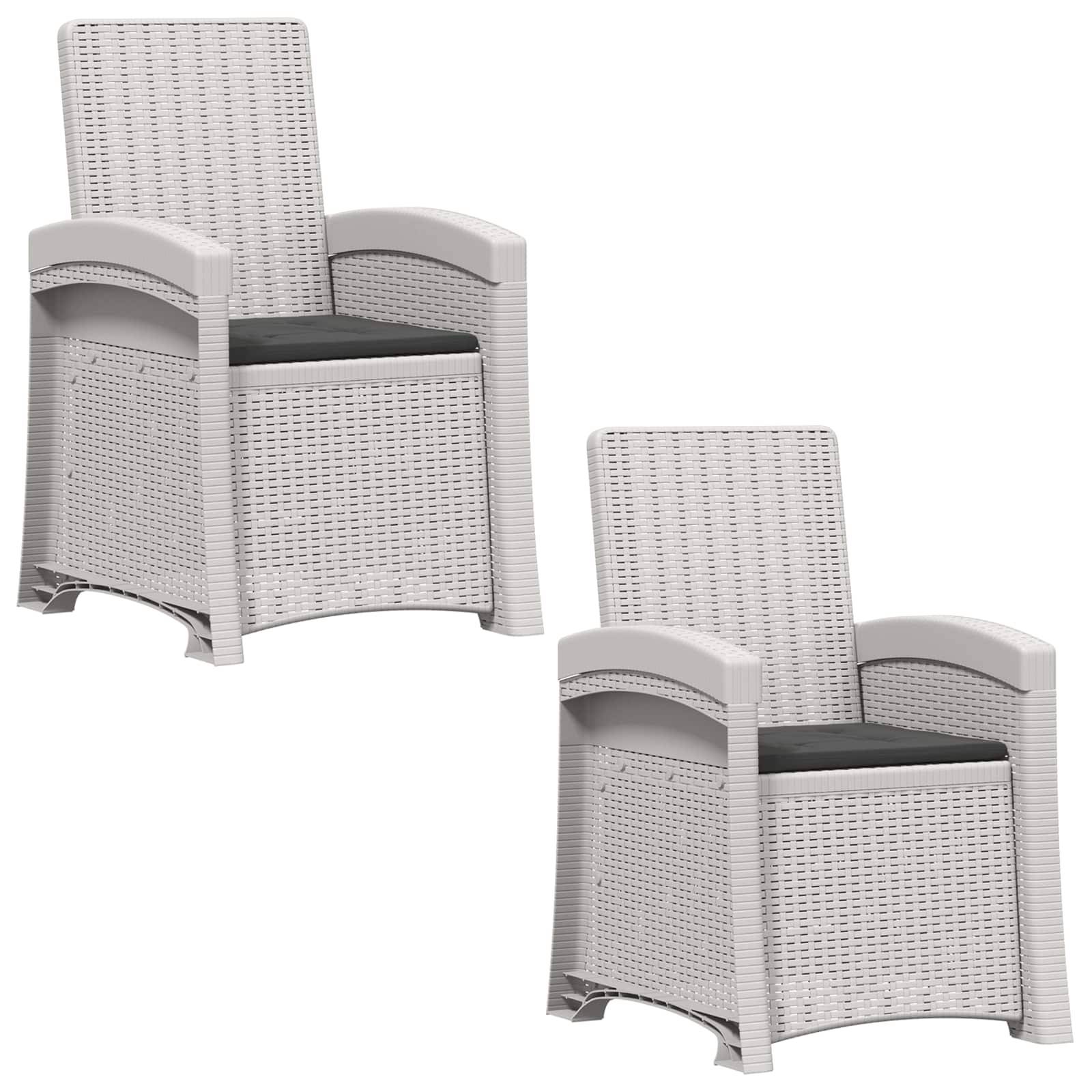 vidaXL Liegesessel Garten Rattan-Optik 2 pcs Weiß und Anthrazit PP