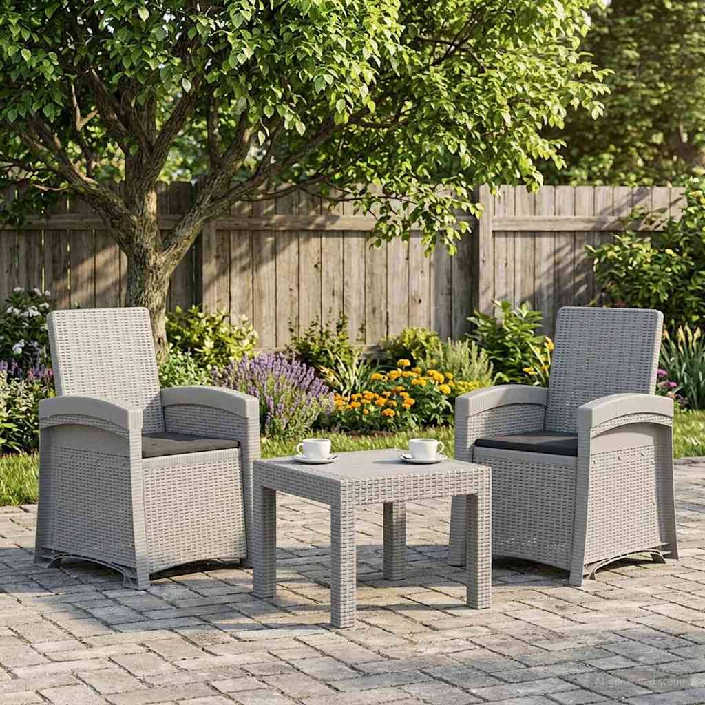 vidaXL Liegesessel Garten Rattan-Optik 2 pcs Weiß und Anthrazit PP