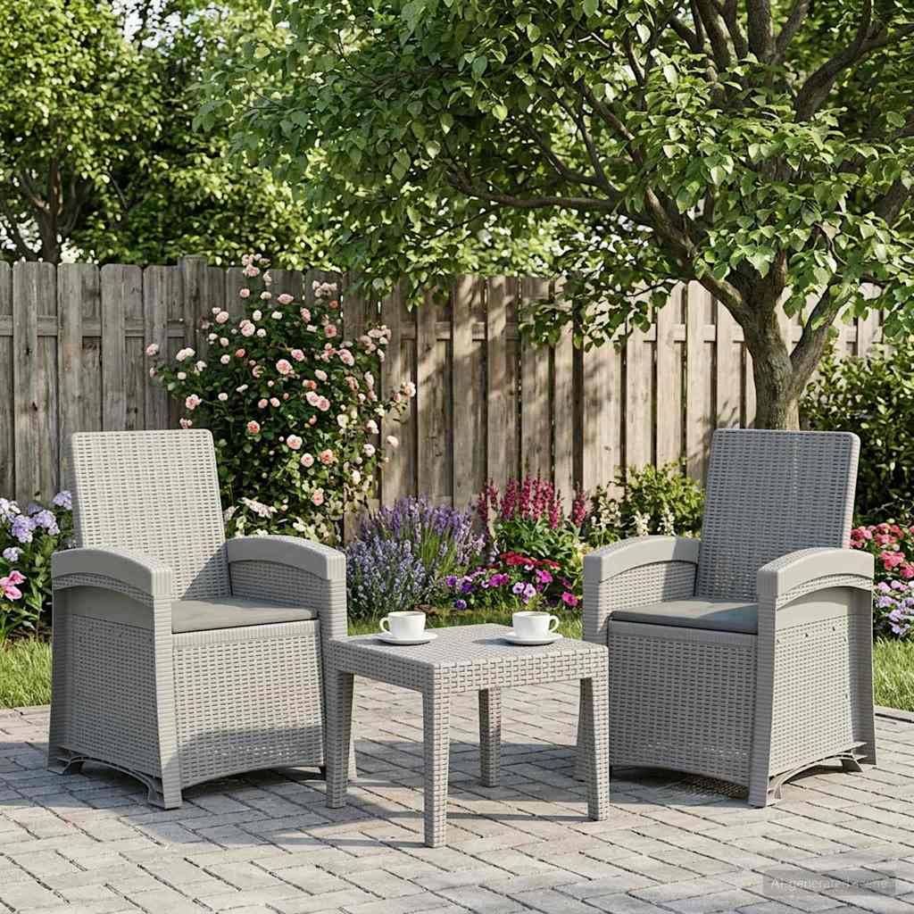 vidaXL Liegesessel Garten Rattan-Optik 2 pcs Weiß und Hellgrau PP