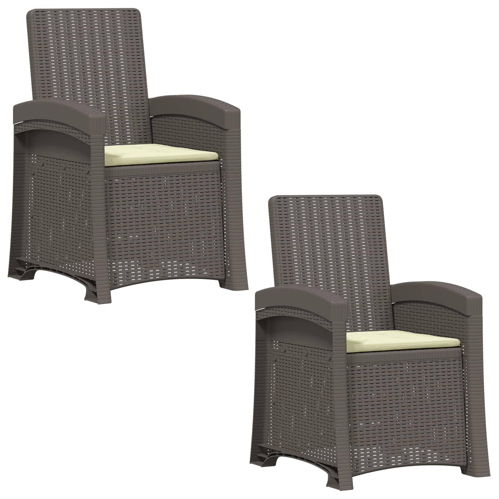 vidaXL Liegesessel Garten Rattan-Optik 2 pcs Hellgrau und Creme PP
