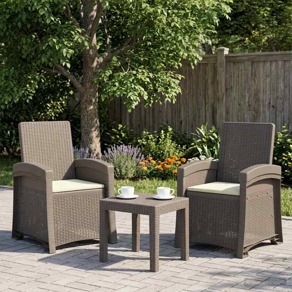 vidaXL Liegesessel Garten Rattan-Optik 2 pcs Hellgrau und Creme PP