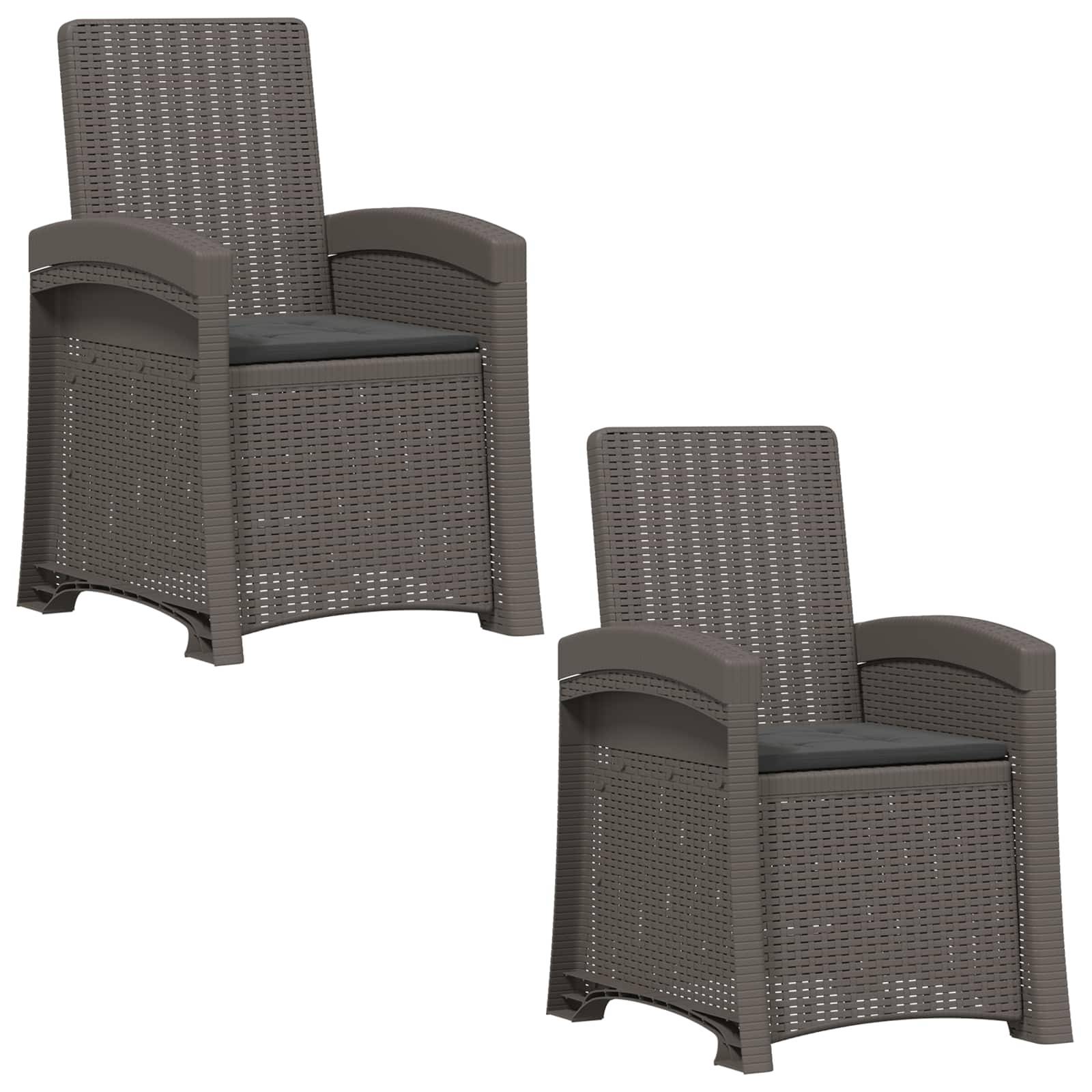 vidaXL Liegesessel Garten Rattan-Optik 2 pcs Hellgrau und Anthrazit PP