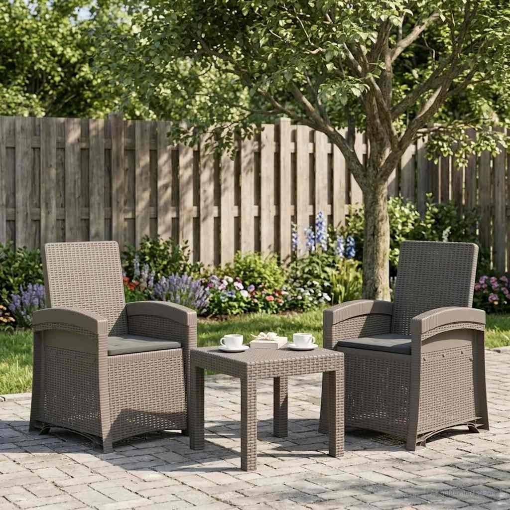 vidaXL Liegesessel Garten Rattan-Optik 2 pcs Hellgrau und Anthrazit PP