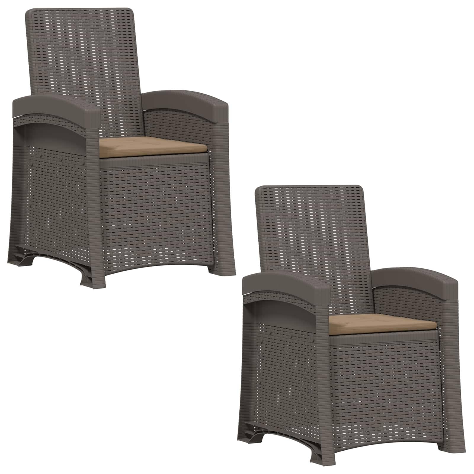 vidaXL Liegesessel Garten Rattan-Optik 2 pcs Hellgrau und Taupe PP