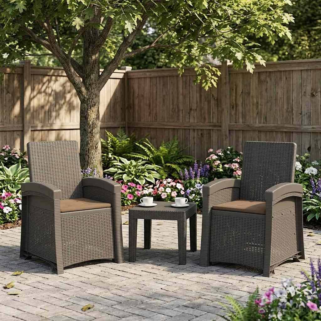 vidaXL Liegesessel Garten Rattan-Optik 2 pcs Hellgrau und Taupe PP