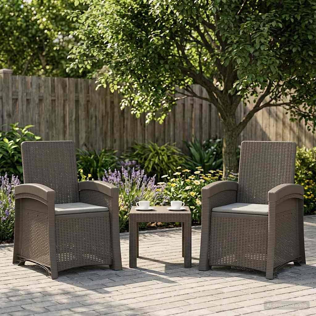 vidaXL Liegesessel Garten Rattan-Optik 2 pcs Hellgrau PP