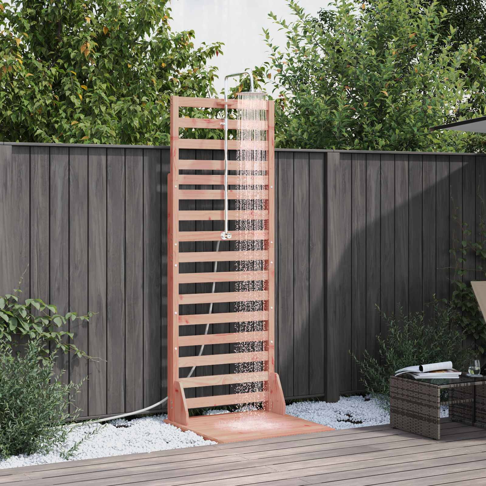 vidaXL Outdoor-Dusche 225 cm Massives Douglasholz und Edelstahl Natur