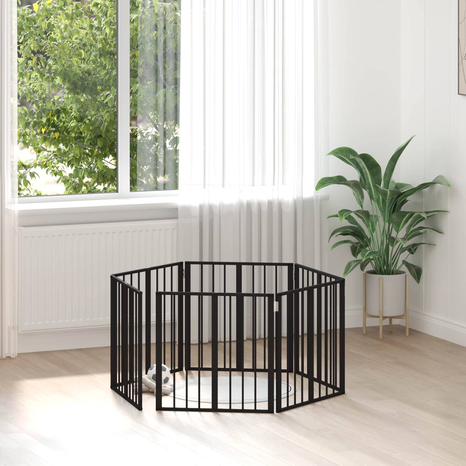 vidaXL Hundetor 6 pcs Schwarz 60 x 60 cm Verzinkter Stahl