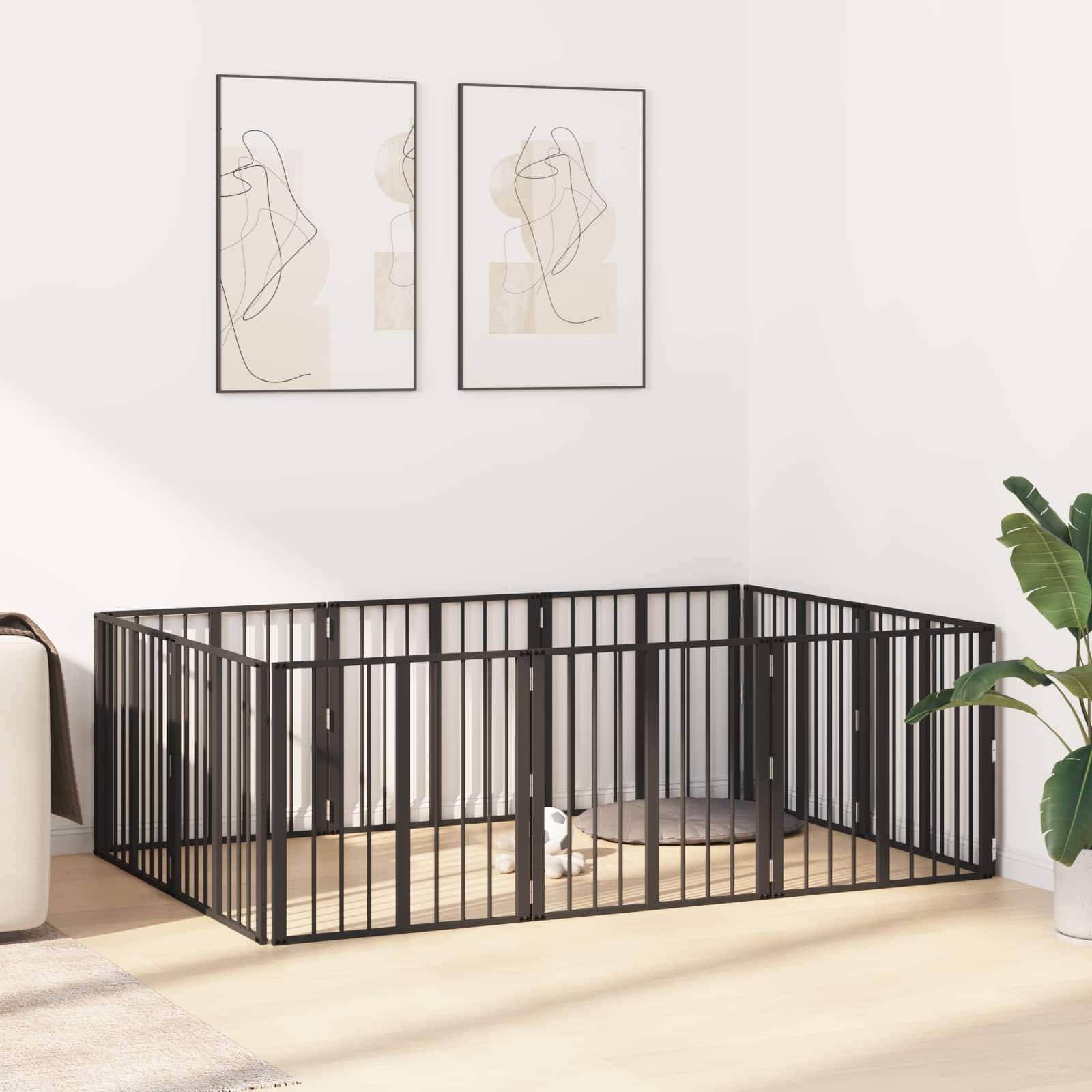 vidaXL Hundetor 10 pcs Schwarz 60 x 60 cm Verzinkter Stahl