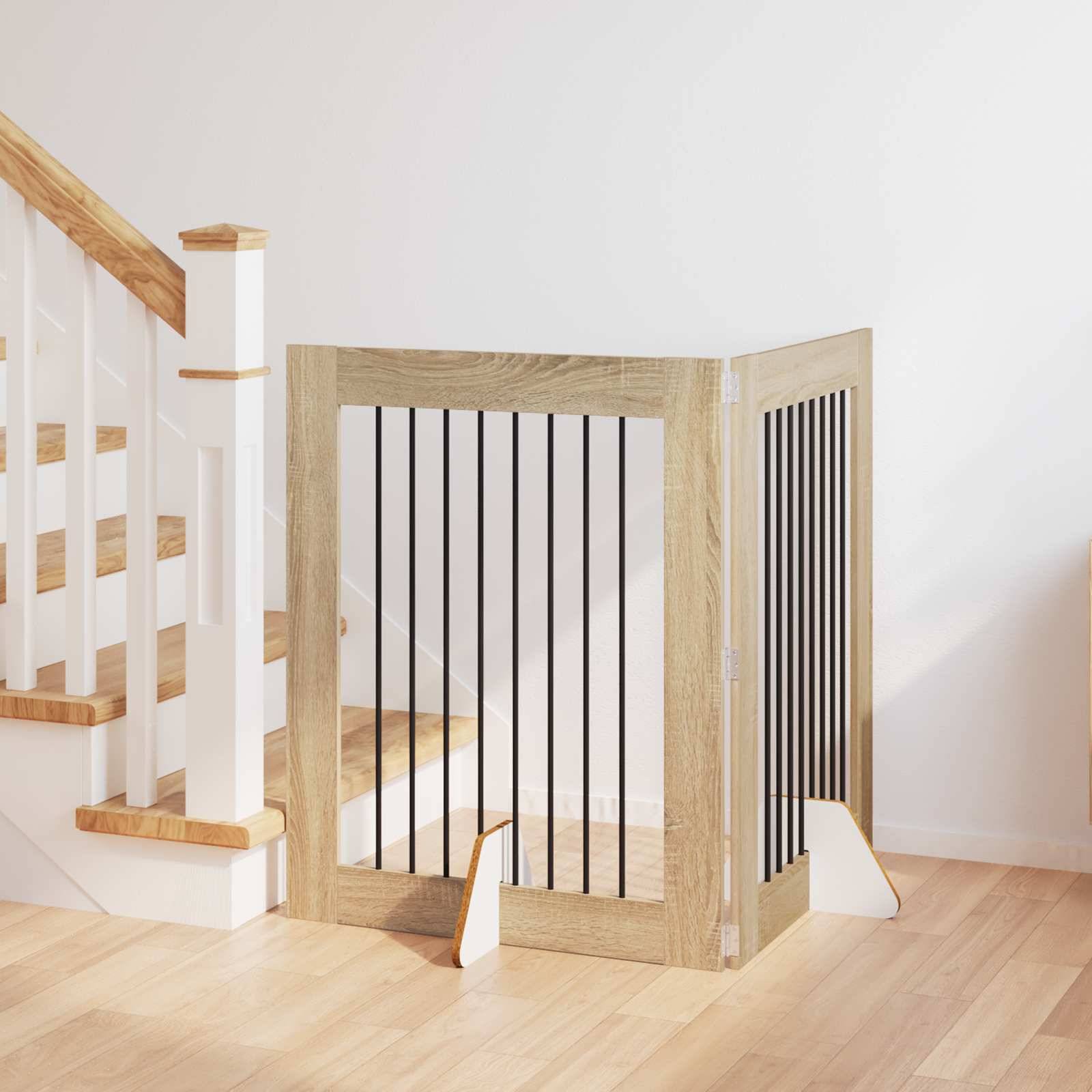 vidaXL Hundetor mit Ständern 2 pcs Sonoma-Eiche 80 x 100 cm