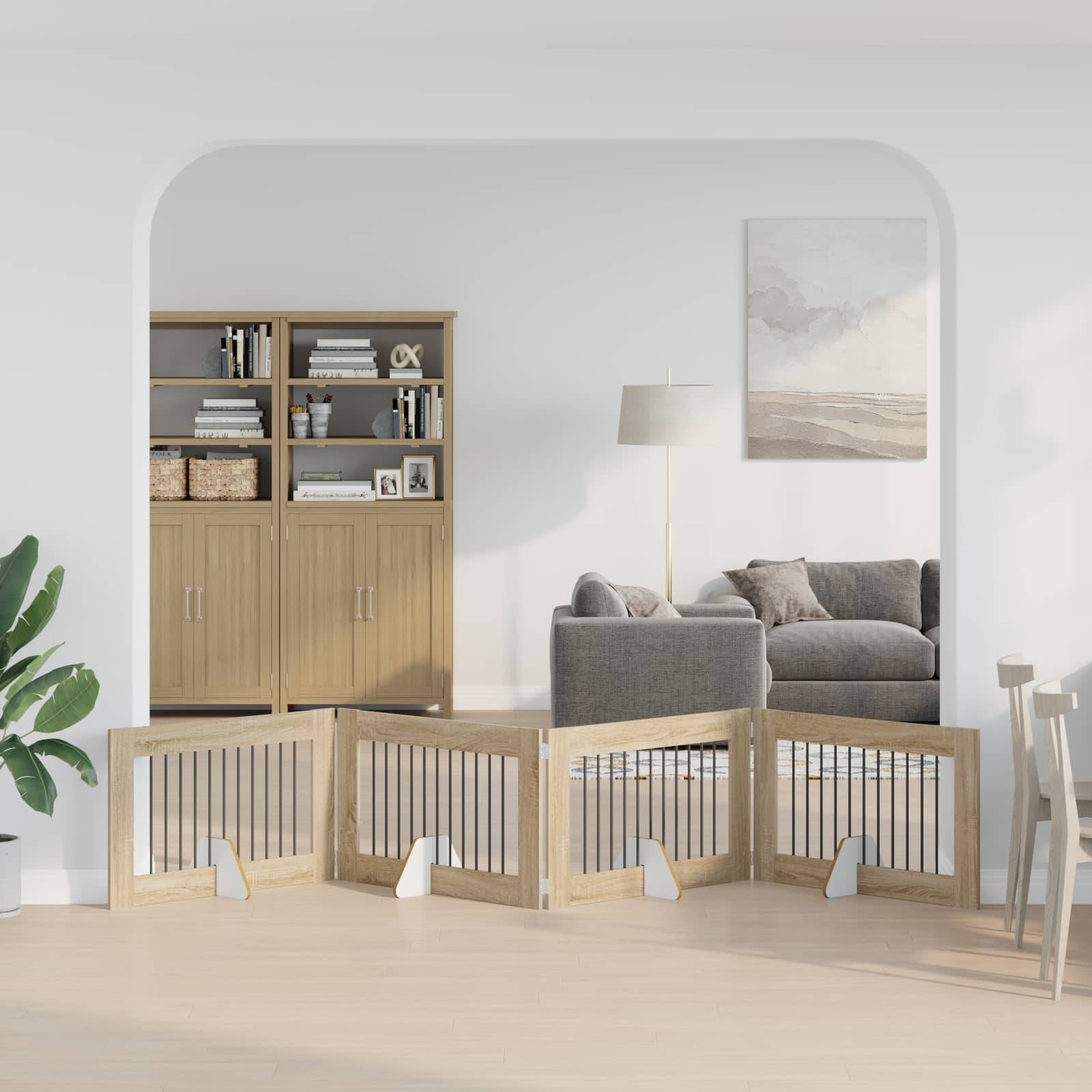 vidaXL Hundetor mit Ständern 4 pcs Sonoma-Eiche 100 x 60 cm