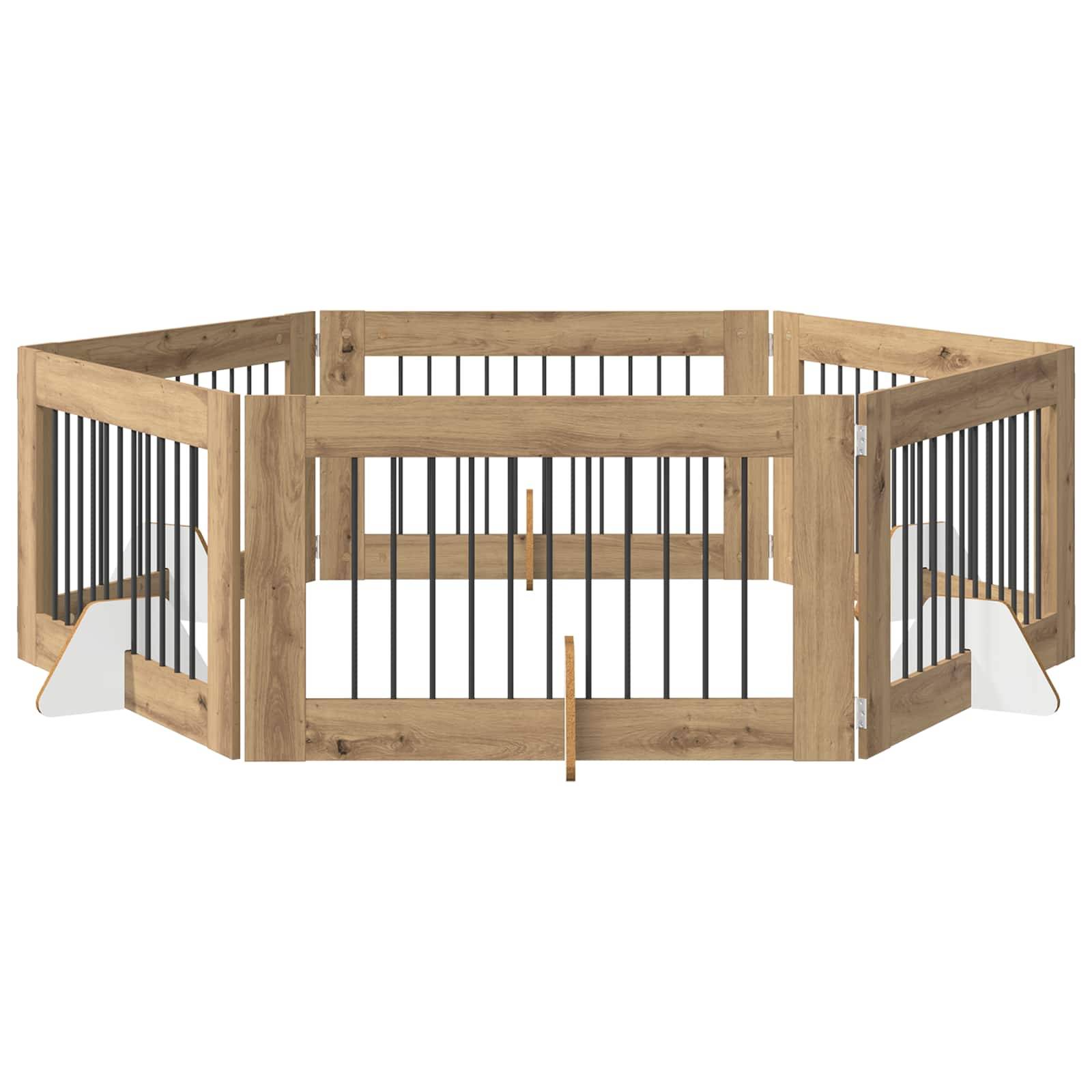 vidaXL Hundetor mit Ständern 6 pcs Artisan-Eiche 100 x 60 cm