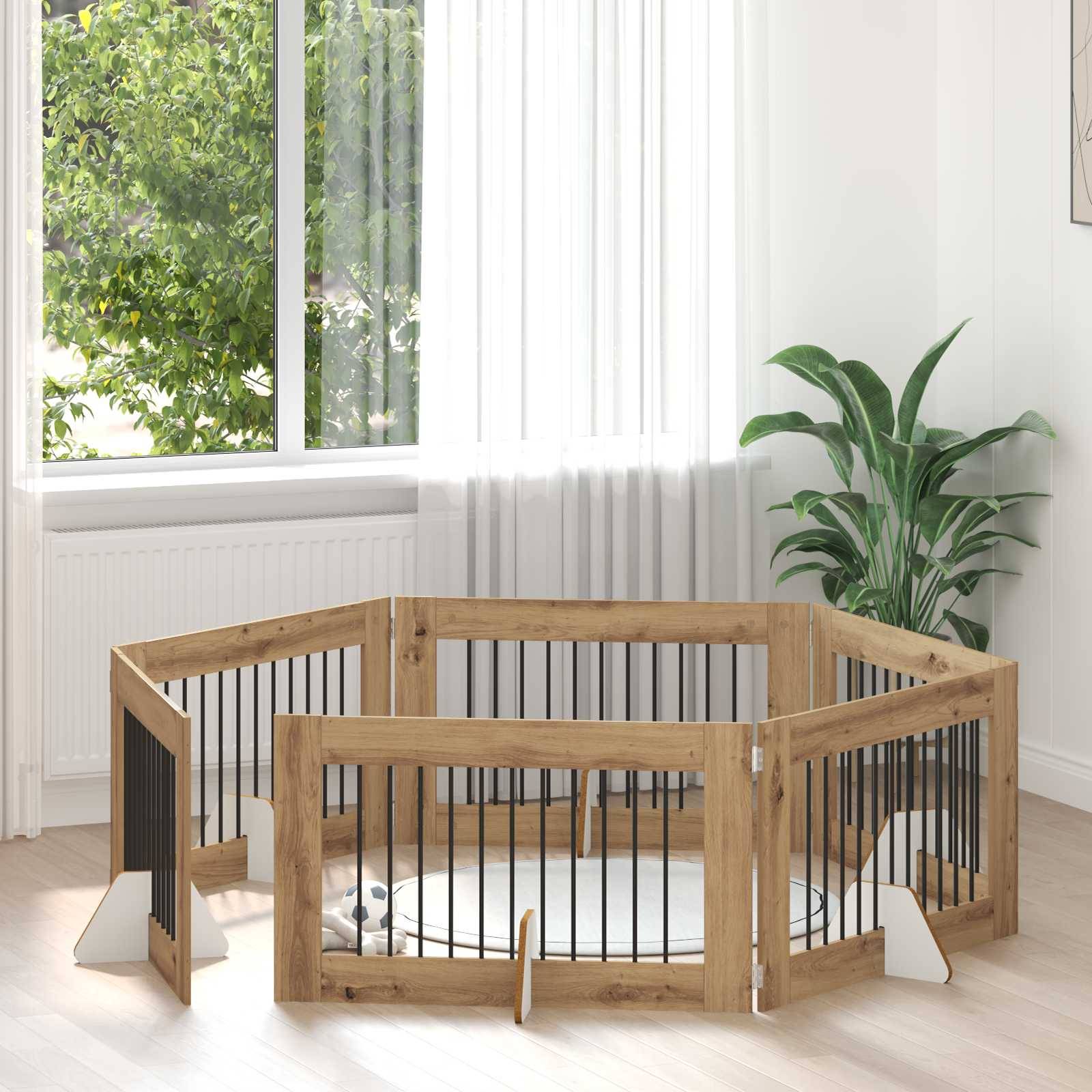 vidaXL Hundetor mit Ständern 6 pcs Artisan-Eiche 100 x 60 cm