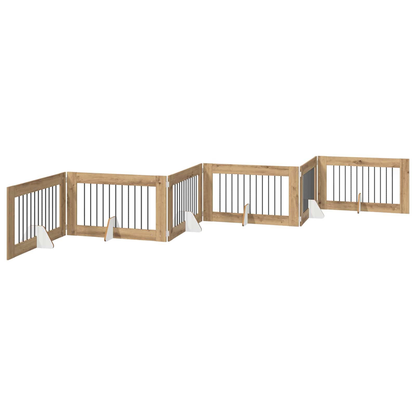 vidaXL Hundetor mit Ständern 6 pcs Artisan-Eiche 100 x 60 cm