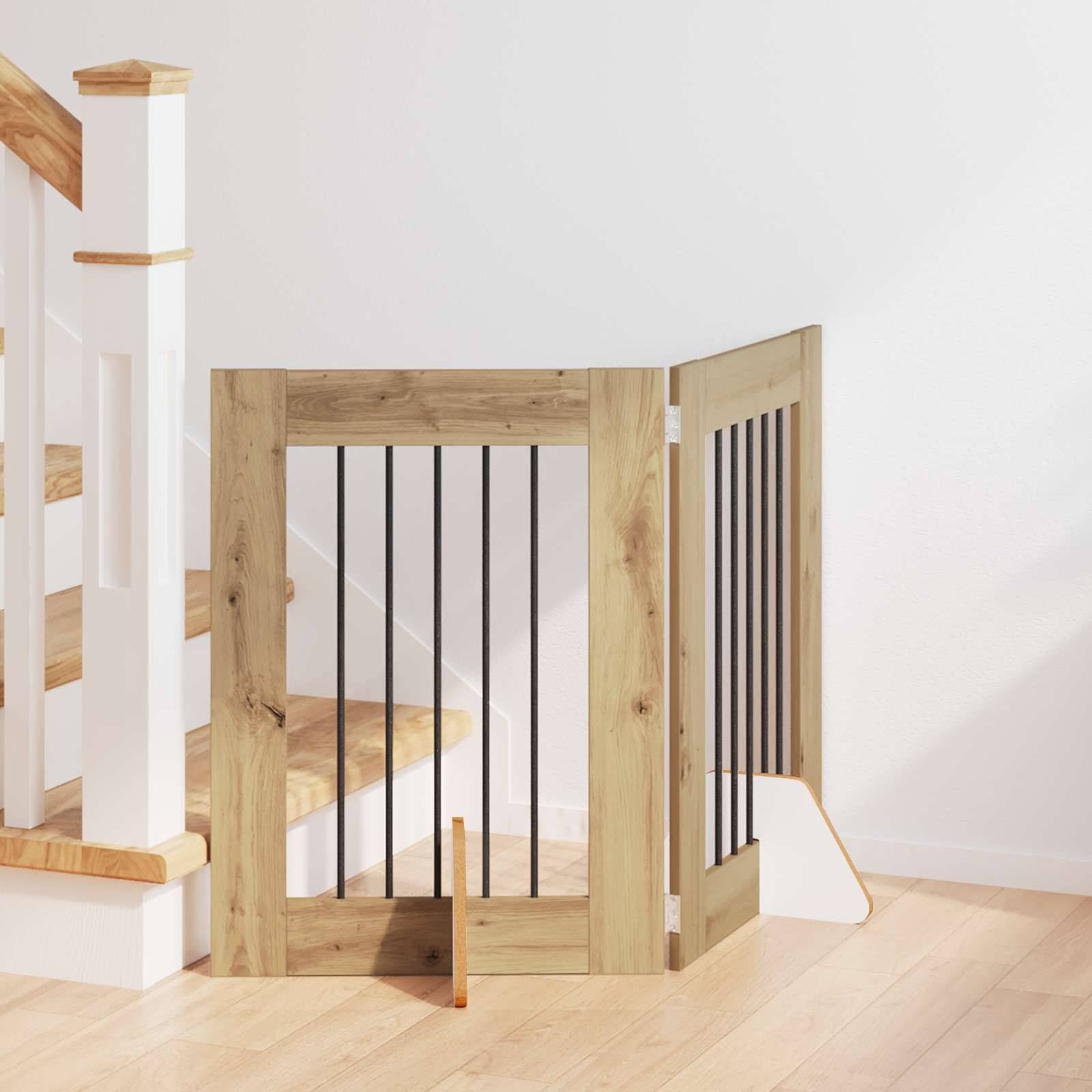 vidaXL Hundetor mit Ständern 2 pcs Artisan-Eiche 60 x 60 cm