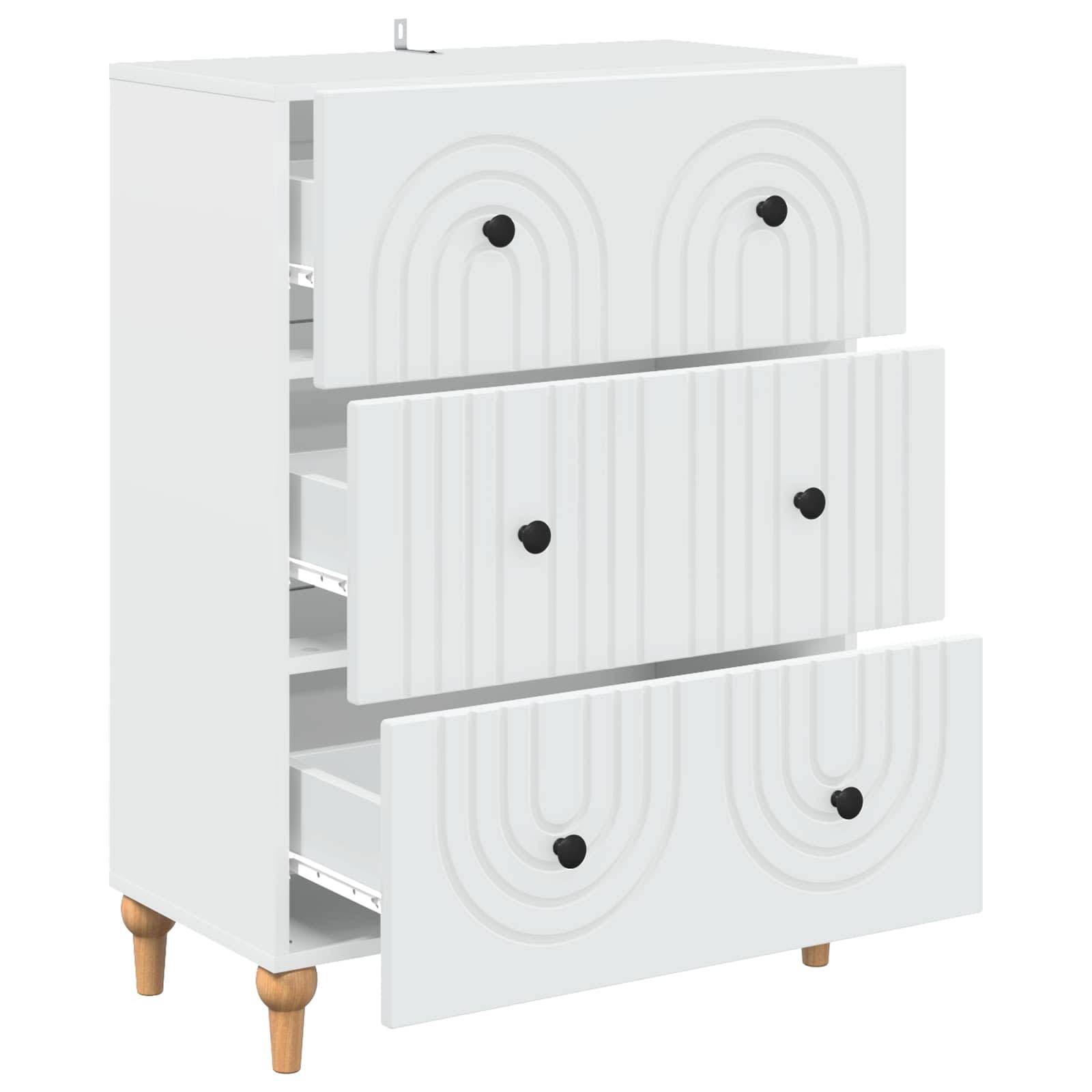 vidaXL Schubladenschrank Weiß 66 x 34,5 x 90 cm Holzwerkstoff