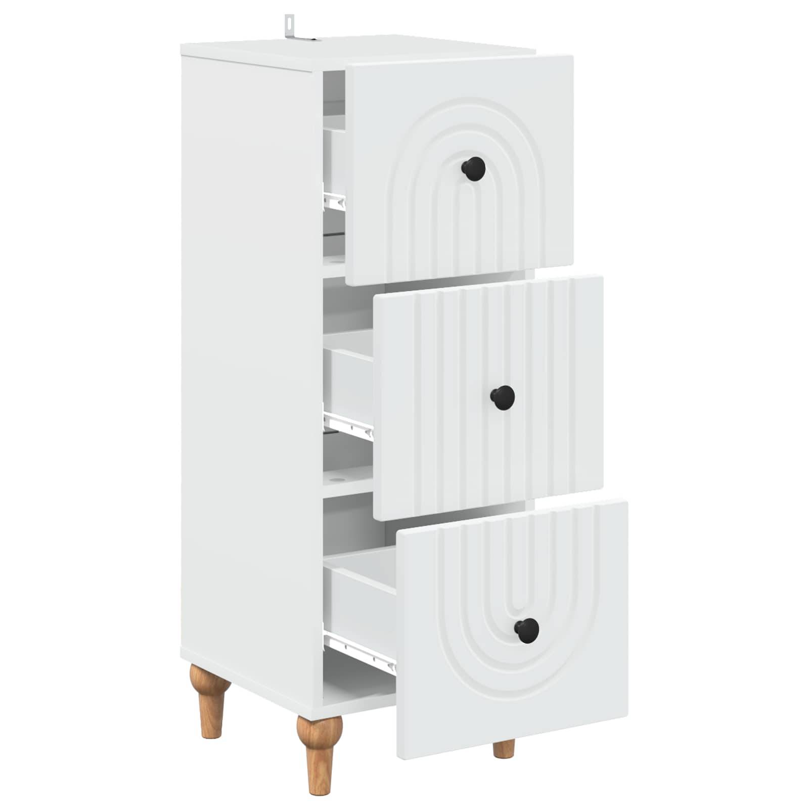 vidaXL Schubladenschrank Weiß 33 x 34,5 x 90 cm Holzwerkstoff